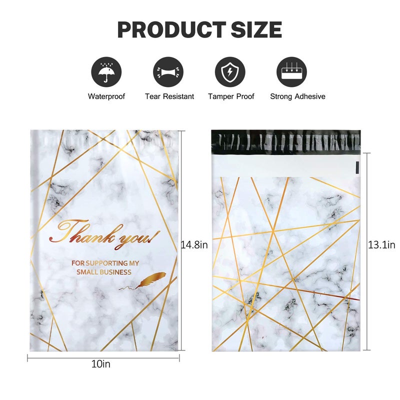Hatisan 100 Pack Poly Mailers 10x13  Cute Packaging Envelope Mailers Polymailers Packaging for Small Business  Shipping Bags for Clothing Boutique Supplies with Self Seal Strip (Marble) - Image 2